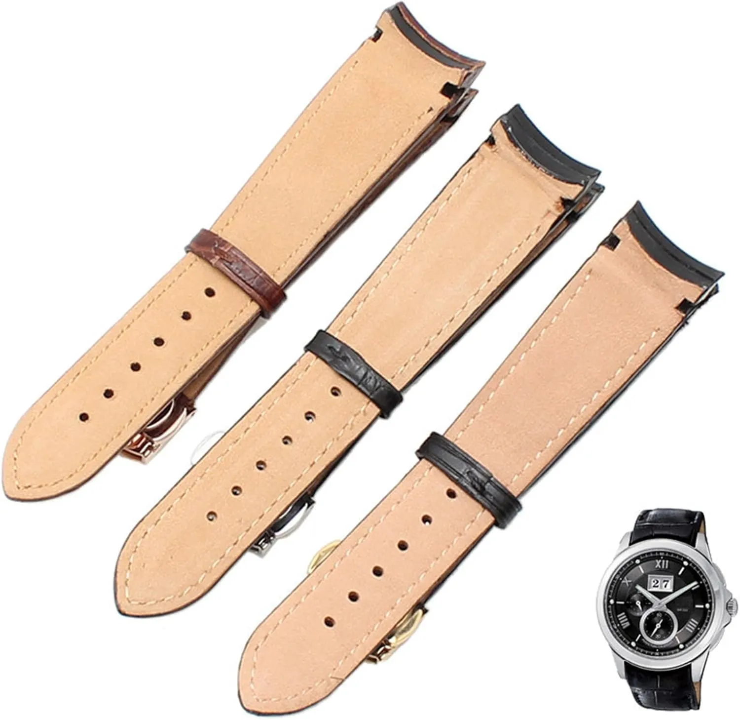 Curved end men watchband straps for BL9002-37 05A BT0001-12E 01A brand watch genuine leather with butterfly buckle 20 21 22mm