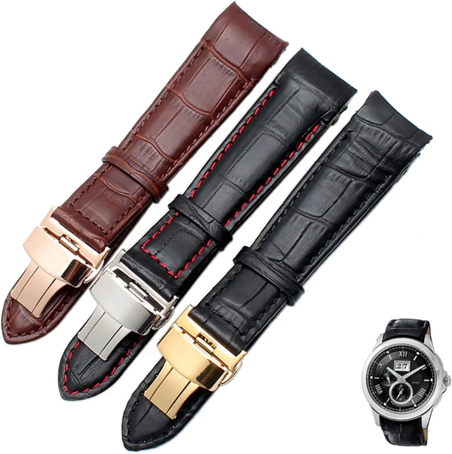 Curved end men watchband straps for BL9002-37 05A BT0001-12E 01A brand watch genuine leather with butterfly buckle 20 21 22mm
