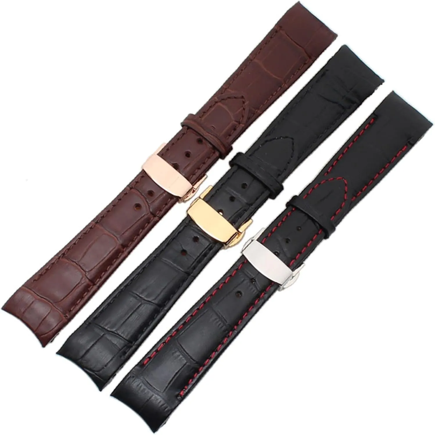 Curved end men watchband straps for BL9002-37 05A BT0001-12E 01A brand watch genuine leather with butterfly buckle 20 21 22mm