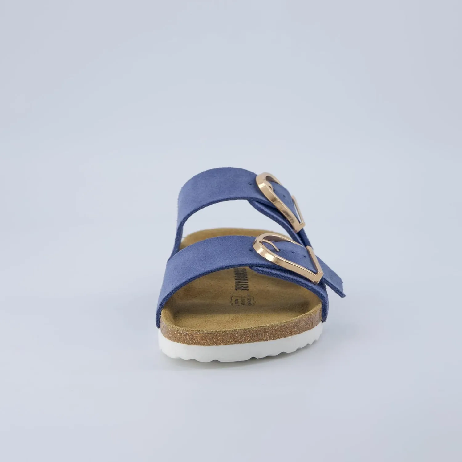 CUSHIONAIRE Legacy Cork Footbed Sandals for Women – Leather Double Strap Slides with Adjustable Buckles   Memory Foam