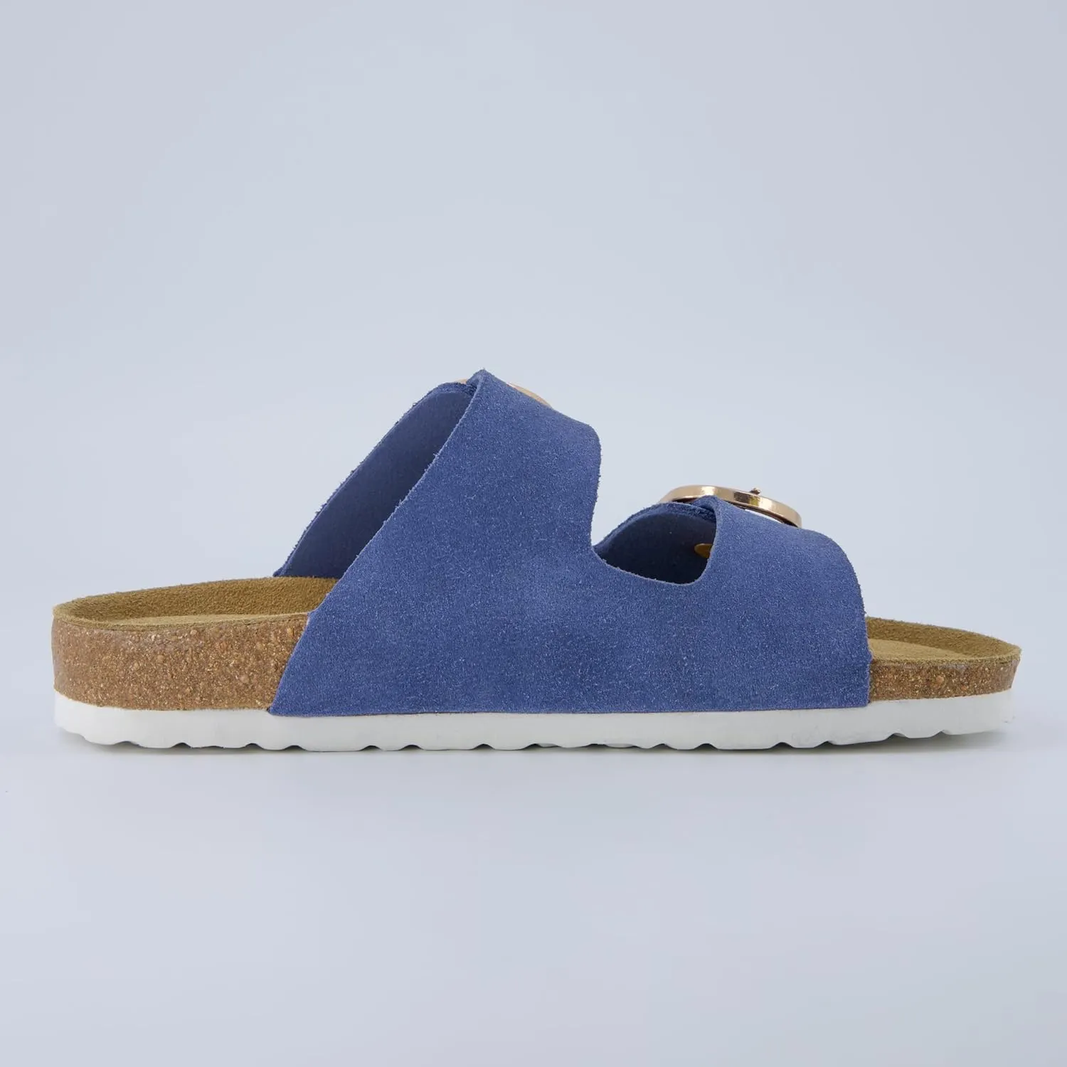 CUSHIONAIRE Legacy Cork Footbed Sandals for Women – Leather Double Strap Slides with Adjustable Buckles   Memory Foam