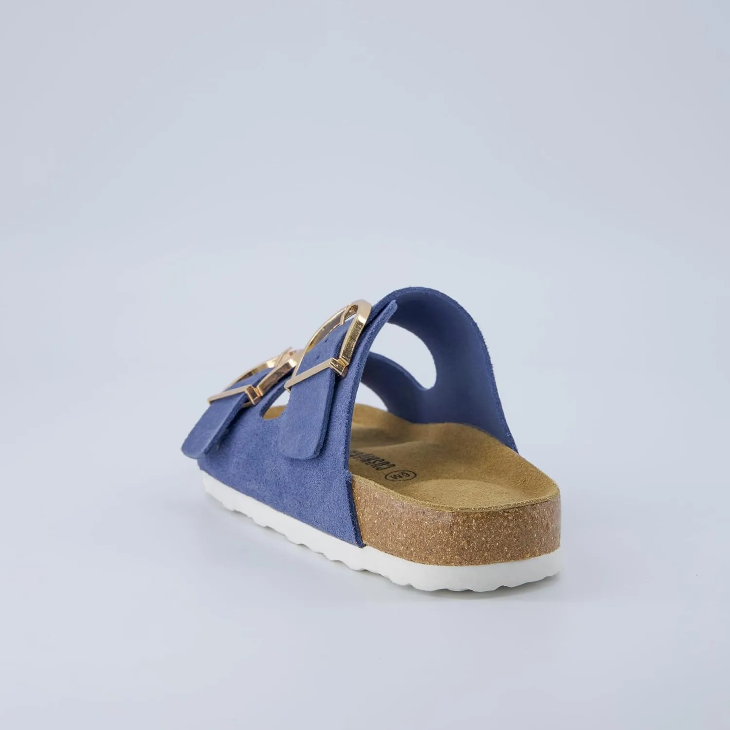 CUSHIONAIRE Legacy Cork Footbed Sandals for Women – Leather Double Strap Slides with Adjustable Buckles   Memory Foam