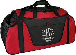 Custom Sport Duffel Bags for Men, Women, Medium Two-Tone, Red - Your Monogram - Personalized Weekender Bag for Gym, Overnight, Travel