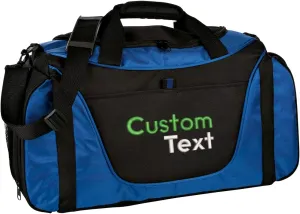 Custom Sport Duffel Bags for Men, Women, Medium Two-Tone, Royal - Your Name - Personalized Weekender Bag for Gym, Overnight, Travel