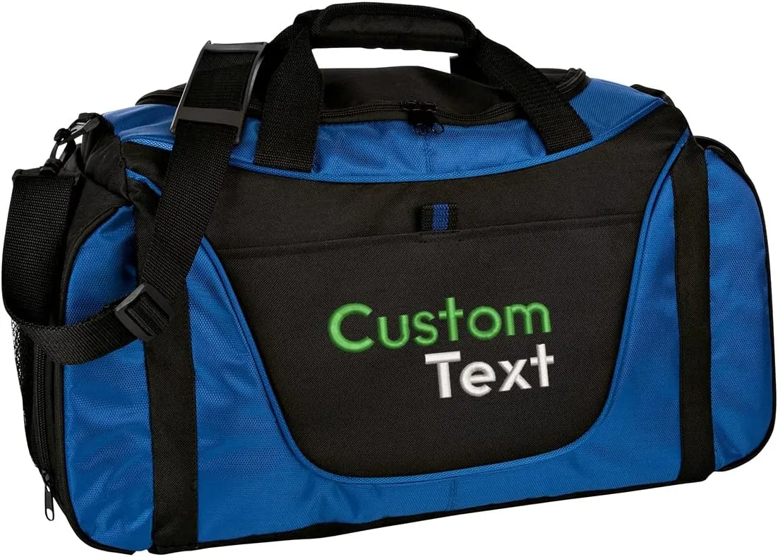 Custom Sport Duffel Bags for Men, Women, Medium Two-Tone, Royal - Your Name - Personalized Weekender Bag for Gym, Overnight, Travel