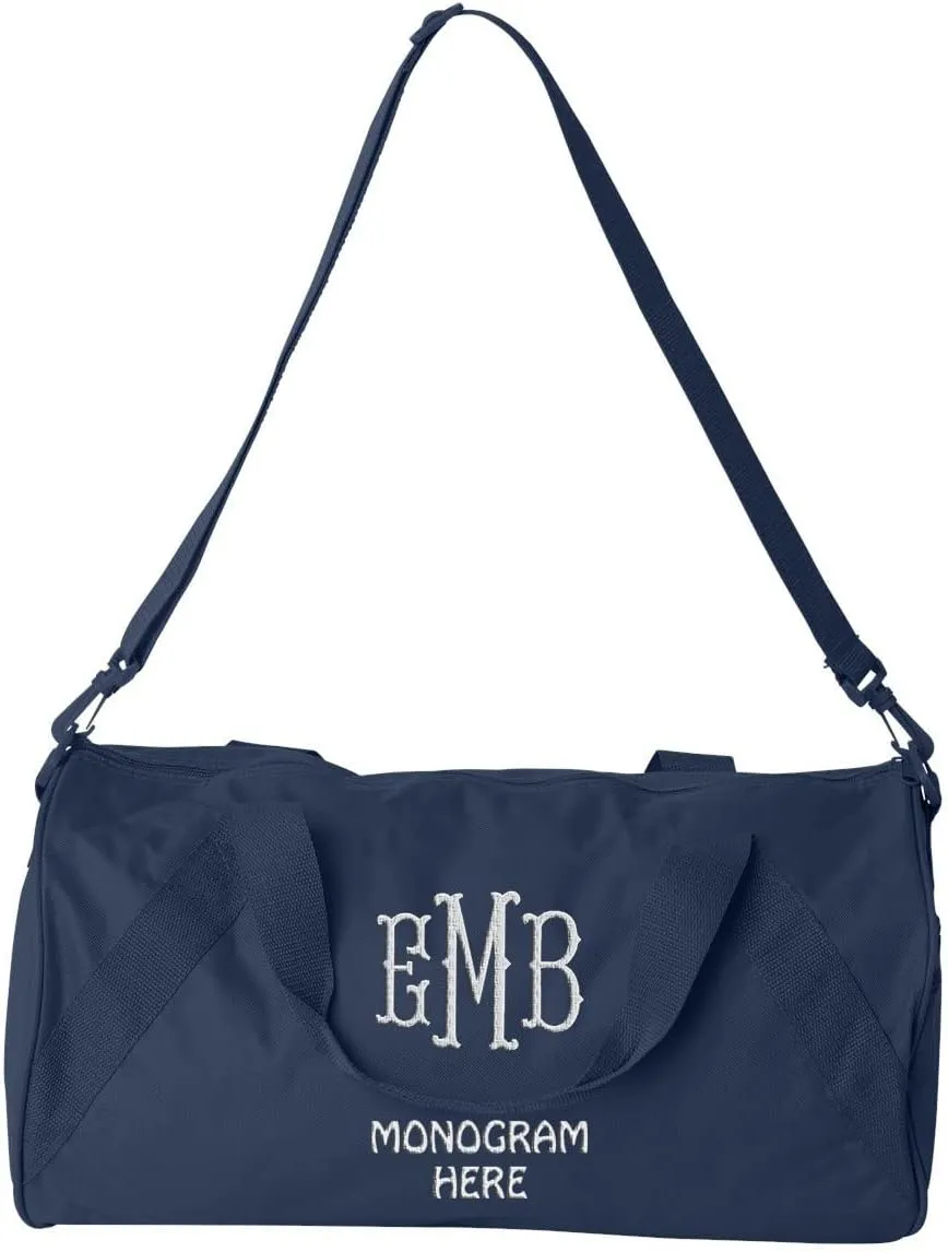 Custom Sport Duffel Bags for Men, Women, Recycled, Navy - Your Monogram - Personalized Weekender Bag for Gym, Overnight, Travel