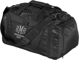 Custom Sport Duffel Bags for Men, Women, Two-Tone, Black - Add Your Monogram - Personalized Weekender Bag for Gym, Overnight, Travel