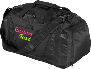 Custom Sport Duffel Bags for Men, Women, Two-Tone, Black - Add Your Name - Personalized Weekender Bag for Gym, Overnight, Travel