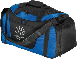 Custom Sport Duffel Bags for Men, Women, Two-Tone, Royal - Add Your Monogram - Personalized Weekender Bag for Gym, Overnight, Travel