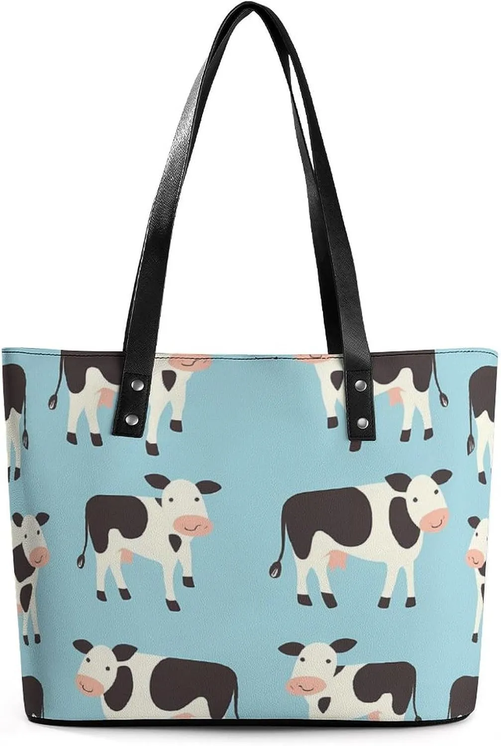 Cute Cattle Cow Women's Tote Shoulder Bag Handbag Top Handle Leather 29 * 34 * 14cm
