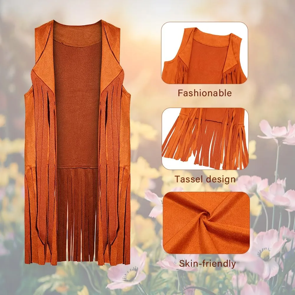 Cuteshower Girl Hippie Costume 70s 60s Hippie Outfits for Girls Halloween Cosplay Party