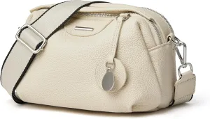 DAILANDO Genuine Leather Crossbody Purse, Women Triple Pockets Shoulder Saddle Bag With Two Detachable Long Straps