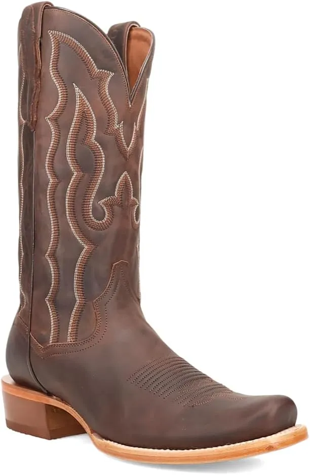 Dan Post Boots Mens Oakwood Embroidered Square Toe Pull On Casual Boots Mid Calf - Brown