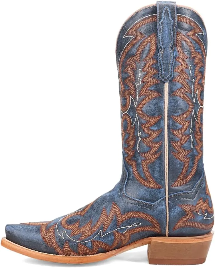 Dan Post Boots Mens Triton Embroidered Snip Toe Pull On Casual Boots Mid Calf - Blue