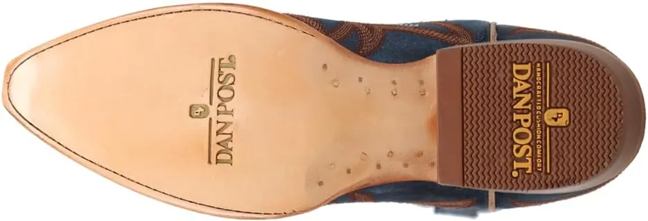 Dan Post Boots Mens Triton Embroidered Snip Toe Pull On Casual Boots Mid Calf - Blue