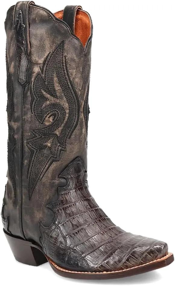 Dan Post Boots Womens Berkeley Embroidered Snip Toe Pull On Dress Boots Mid Calf Low Heel 1-2" - Black