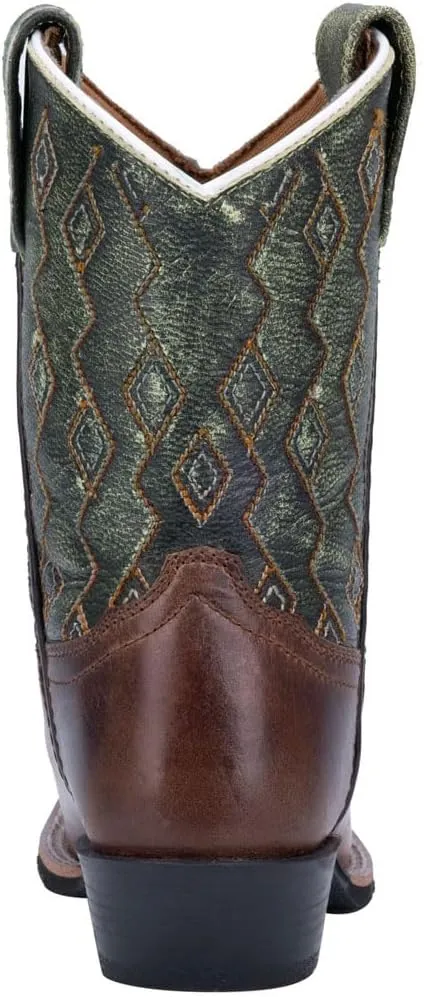 Dan Post Kids Boys Rascal Embroidered Square Toe Casual Boots Mid Calf - Brown