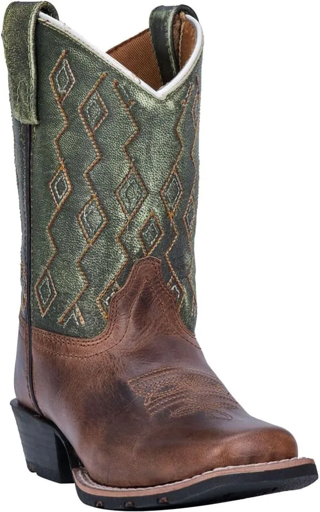 Dan Post Kids Boys Rascal Embroidered Square Toe Casual Boots Mid Calf - Brown