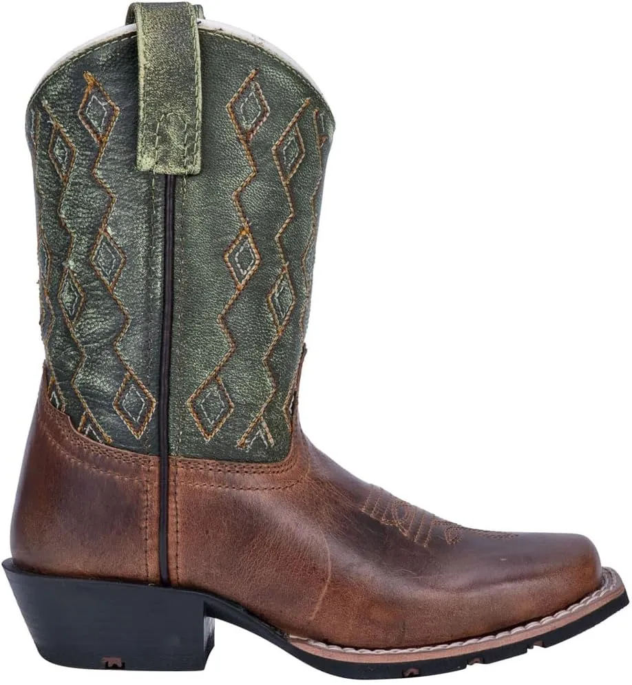Dan Post Kids Boys Rascal Embroidered Square Toe Casual Boots Mid Calf - Brown