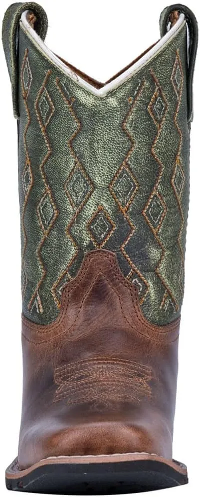Dan Post Kids Boys Rascal Embroidered Square Toe Casual Boots Mid Calf - Brown