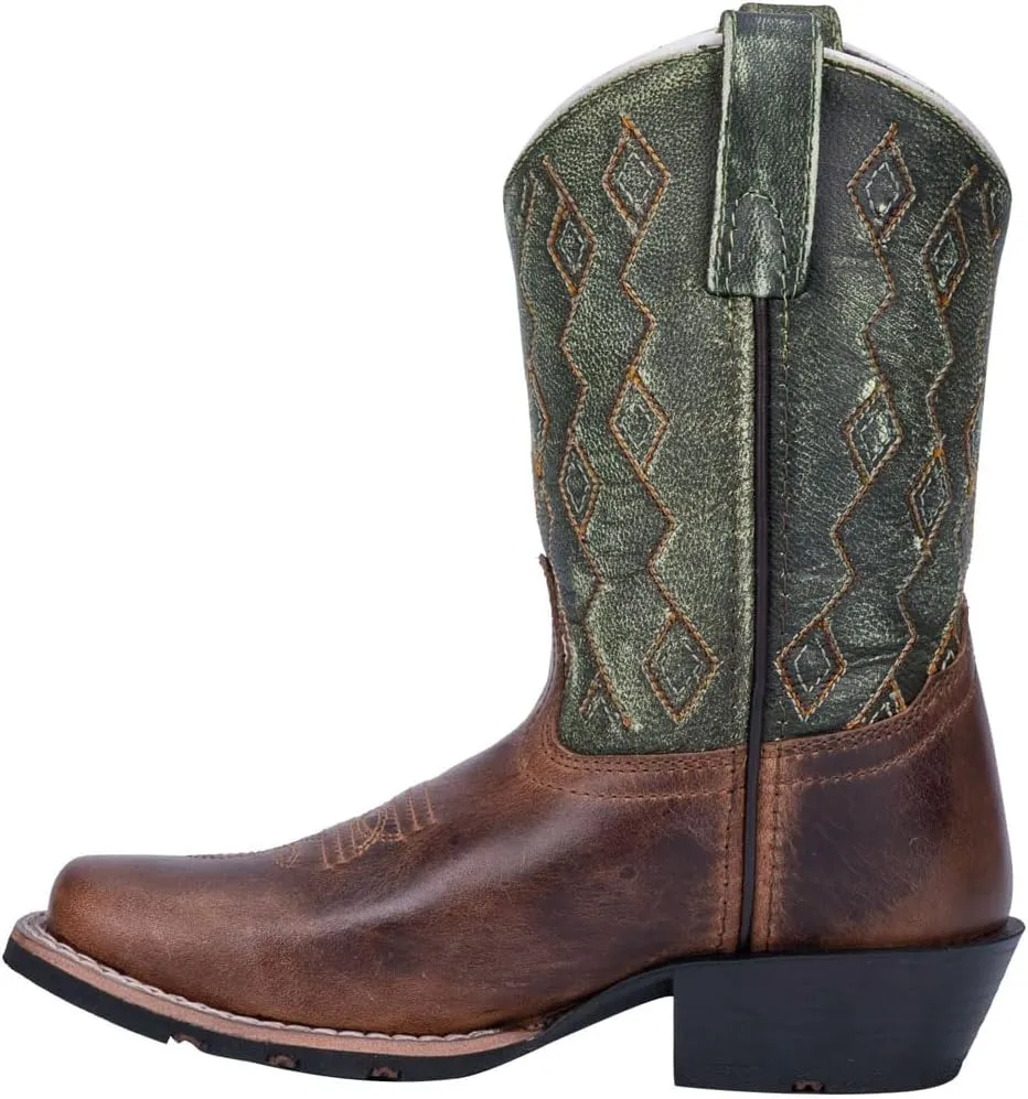 Dan Post Kids Boys Rascal Embroidered Square Toe Casual Boots Mid Calf - Brown