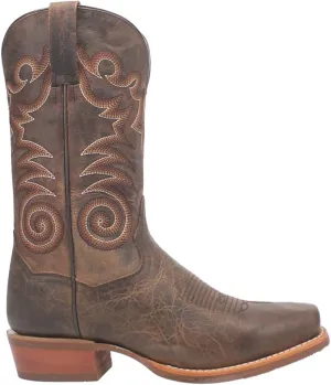 Dan Post Mens Richland Embroidered Square Toe Pull On Casual Boots Mid Calf - Brown