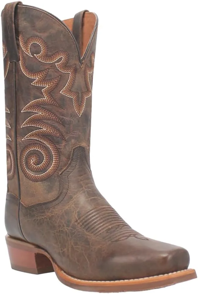 Dan Post Mens Richland Embroidered Square Toe Pull On Casual Boots Mid Calf - Brown