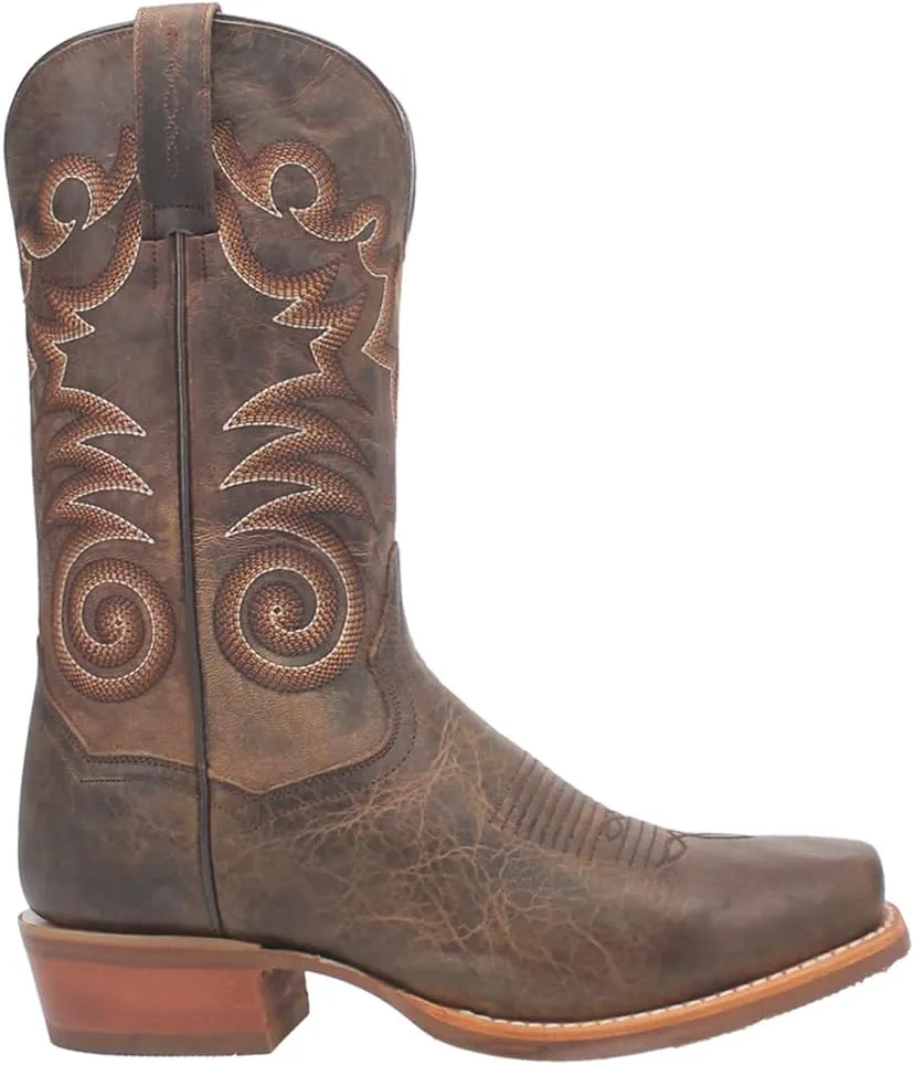 Dan Post Mens Richland Embroidered Square Toe Pull On Casual Boots Mid Calf - Brown