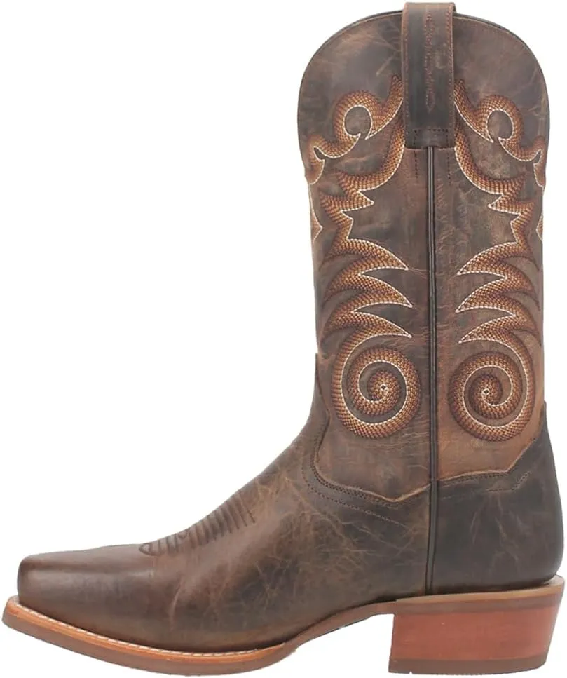 Dan Post Mens Richland Embroidered Square Toe Pull On Casual Boots Mid Calf - Brown