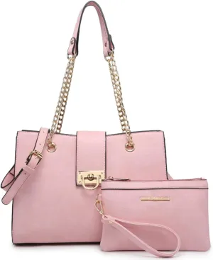 Dasein Leather Handbag Tote Hobo Bag for Women Shoulder Purse Top Handle Satchel Bag with Matching Clutch