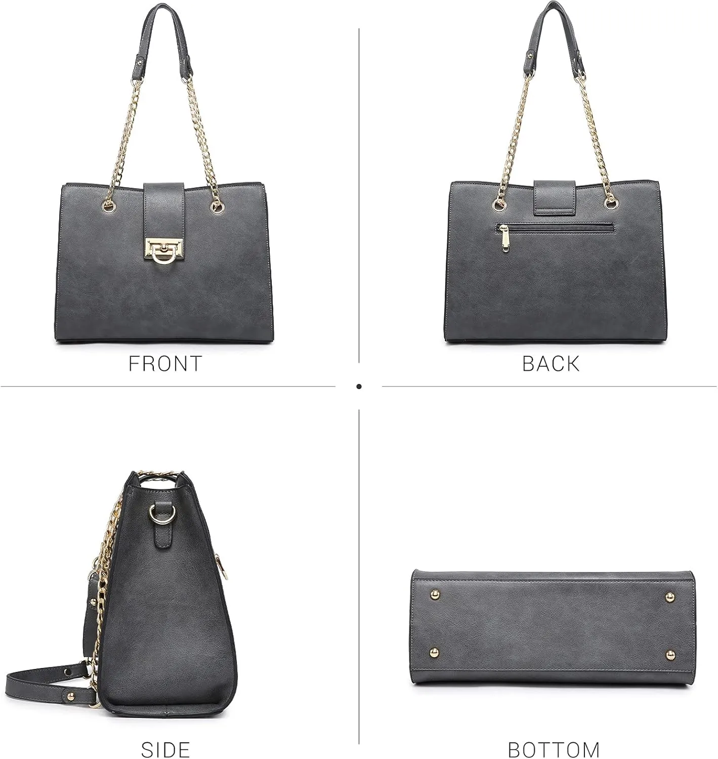 Dasein Leather Handbag Tote Hobo Bag for Women Shoulder Purse Top Handle Satchel Bag with Matching Clutch