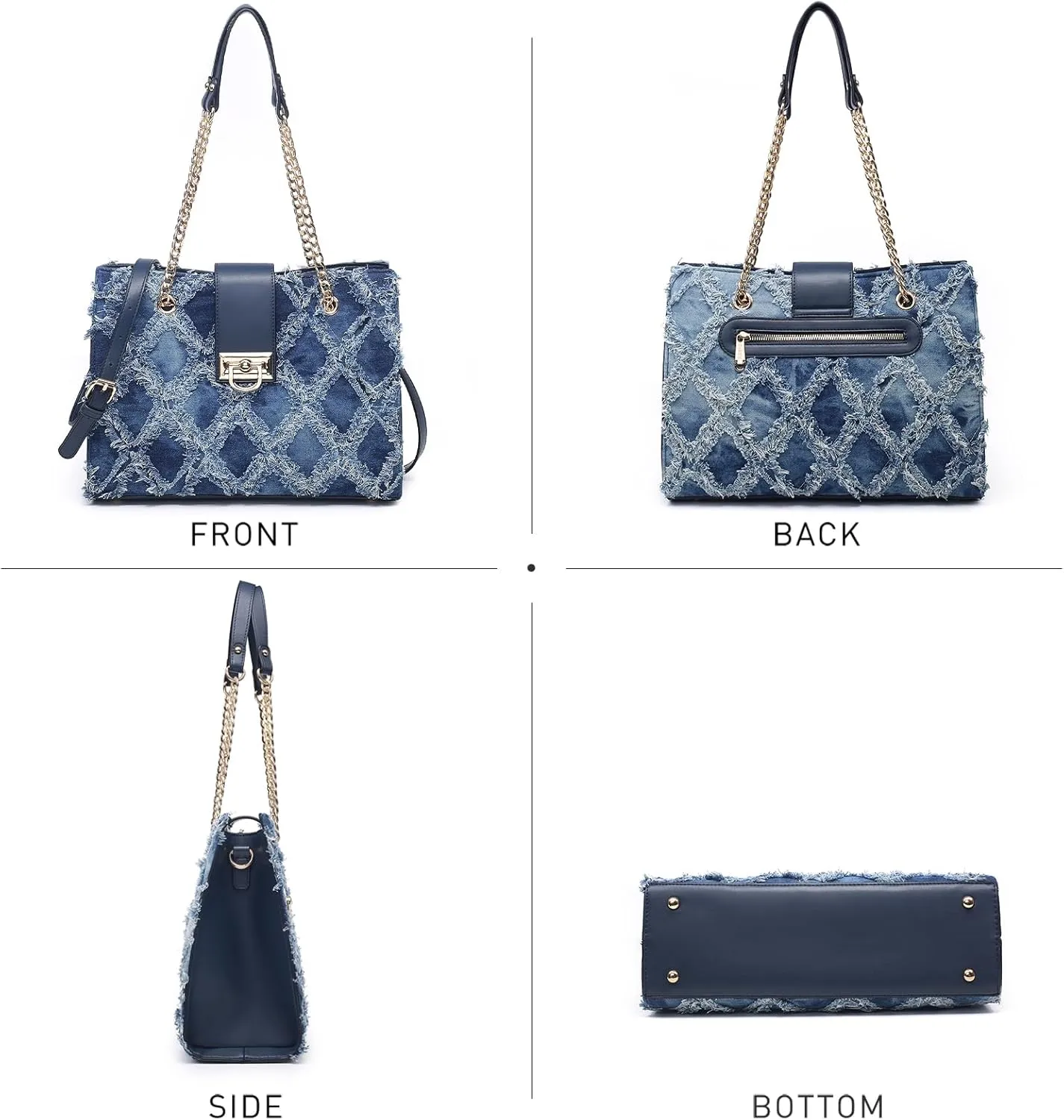 Dasein Leather Handbag Tote Hobo Bag for Women Shoulder Purse Top Handle Satchel Bag with Matching Clutch