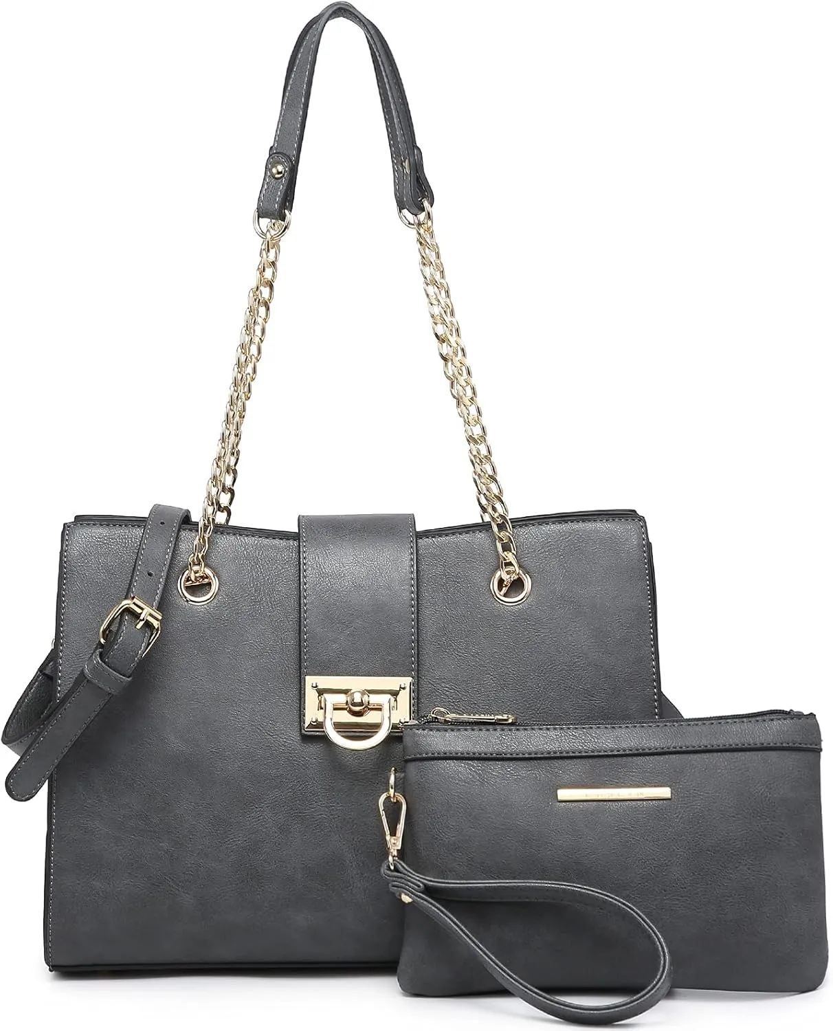 Dasein Leather Handbag Tote Hobo Bag for Women Shoulder Purse Top Handle Satchel Bag with Matching Clutch
