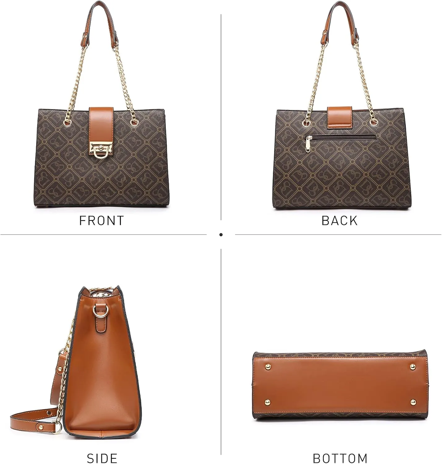 Dasein Leather Handbag Tote Hobo Bag for Women Shoulder Purse Top Handle Satchel Bag with Matching Clutch