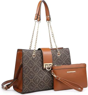 Dasein Leather Handbag Tote Hobo Bag for Women Shoulder Purse Top Handle Satchel Bag with Matching Clutch
