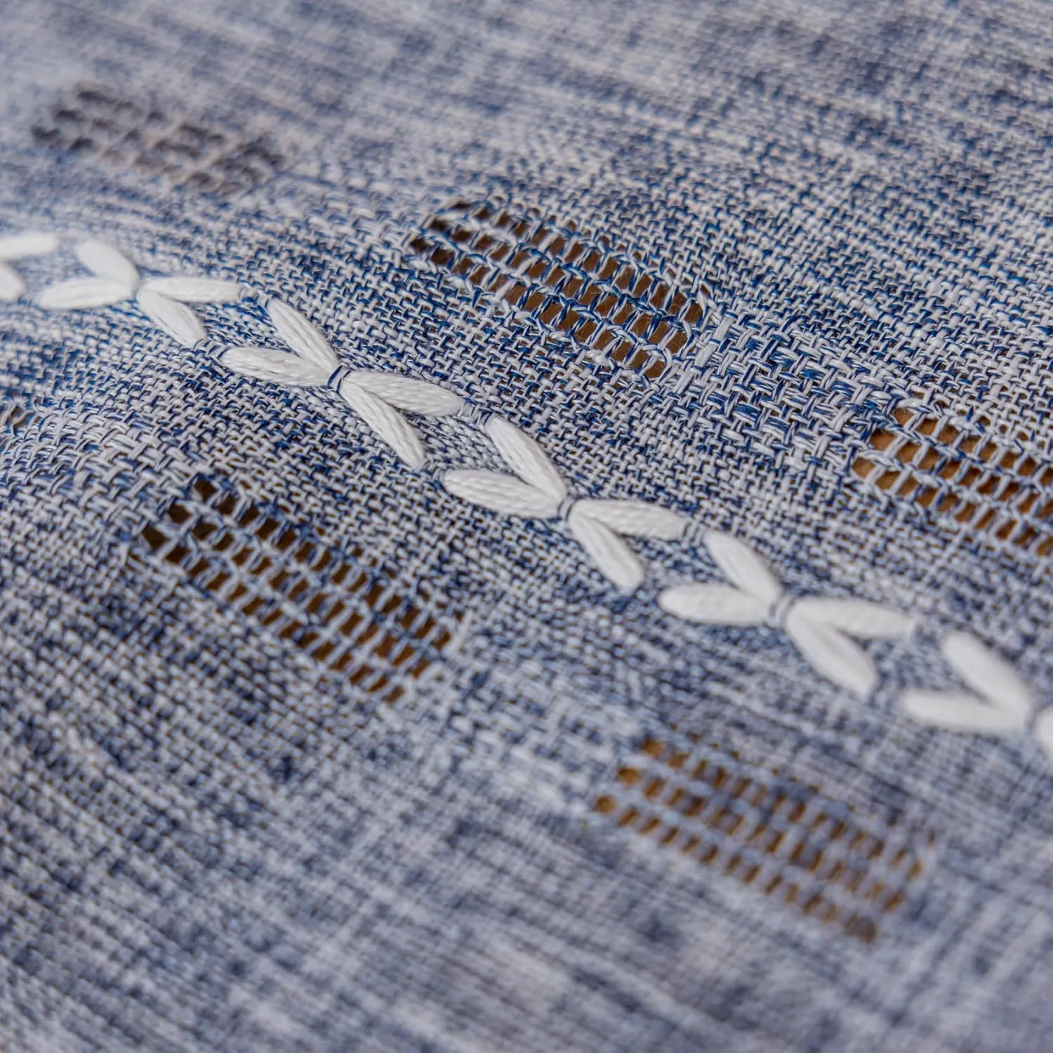 Deeprove Denim Blue Boho Curtain 63 inches Length for Living Room Bedroom Office, American Classic Bohemian Sheer 63 inches Long Stripe Embroidery Privacy Window Tassel Decor W52 x L63, 1 Panel