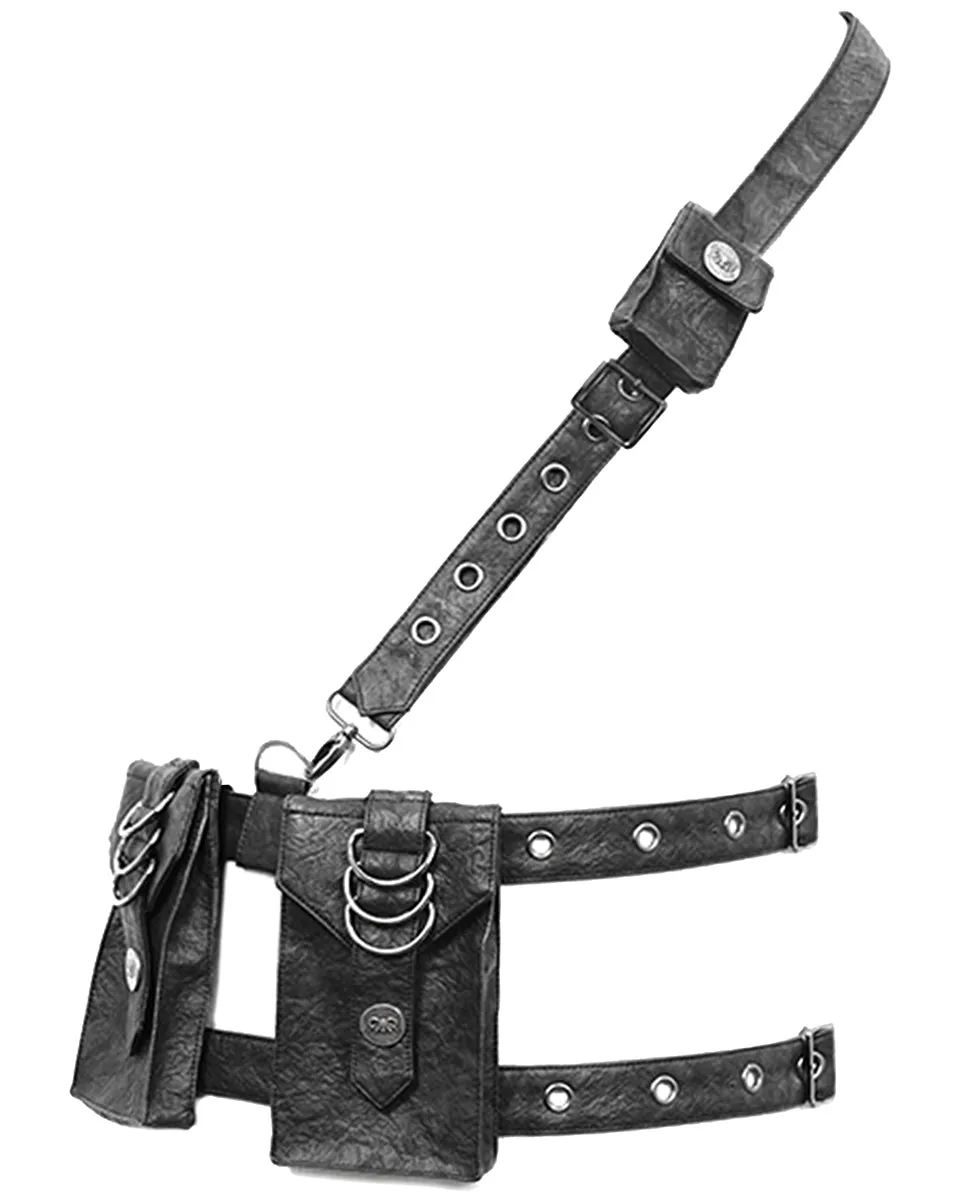 Devil Fashion Mens Dieselpunk Shoulder Harness Hip Bag Belt