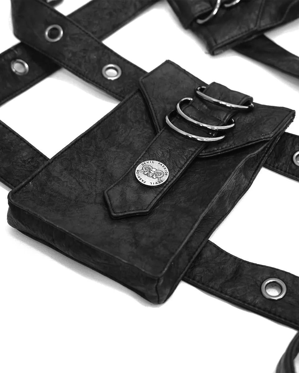 Devil Fashion Mens Dieselpunk Shoulder Harness Hip Bag Belt