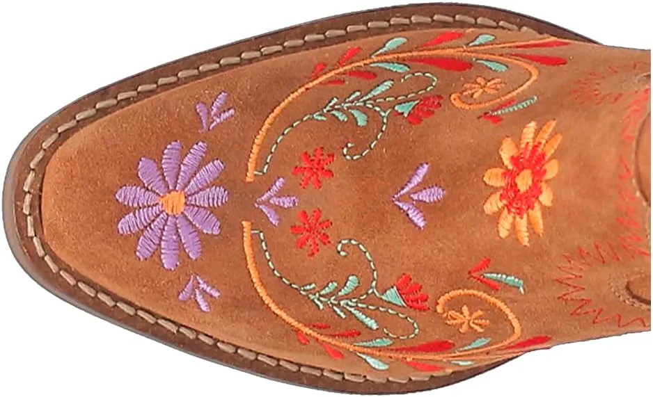 Dingo Womens Sugar Bug Floral Embroidery Round Toe Casual Boots Ankle Mid Heel 2-3" - Black