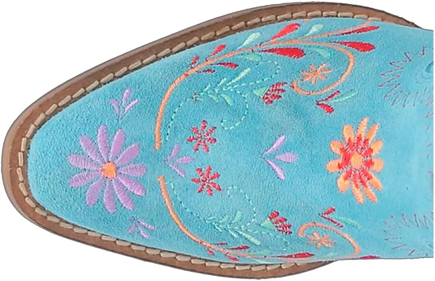 Dingo Womens Sugar Bug Floral Embroidery Round Toe Casual Boots Ankle Mid Heel 2-3" - Black