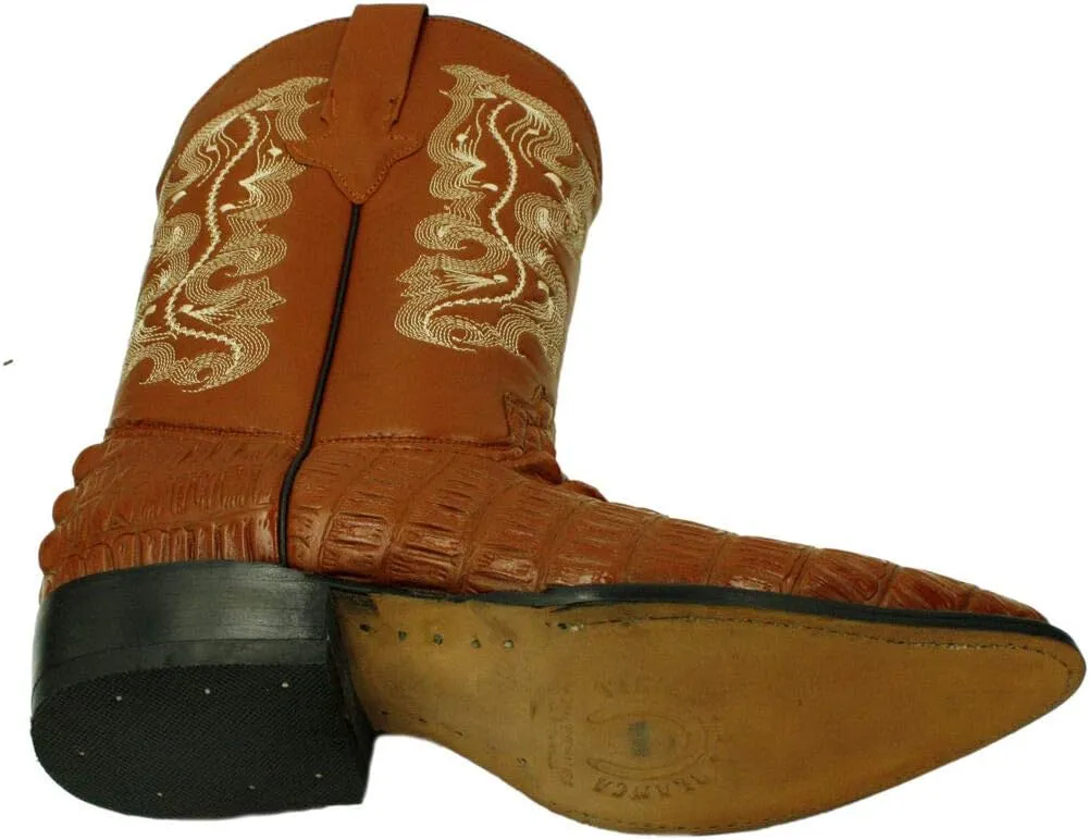 Dona Michi Men's Genuine Leather Crocodile Print J Toe Cow Boy Boots With Free Belt