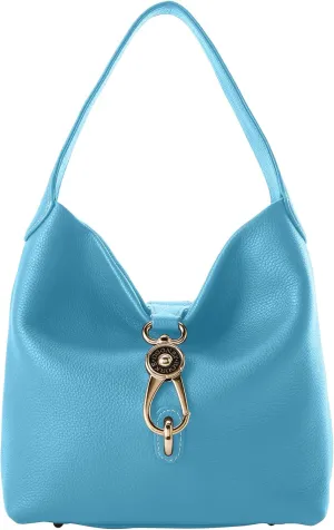 Dooney & Bourke Handbag, Pebble Grain Small Logo Lock Sac Shoulder Bag - Sky Blue