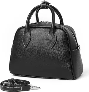 DORIS&JACKY Small Leather Top Handle Tote Purse Women Satchel Shoulder Bag With Two Long Adjustable Straps