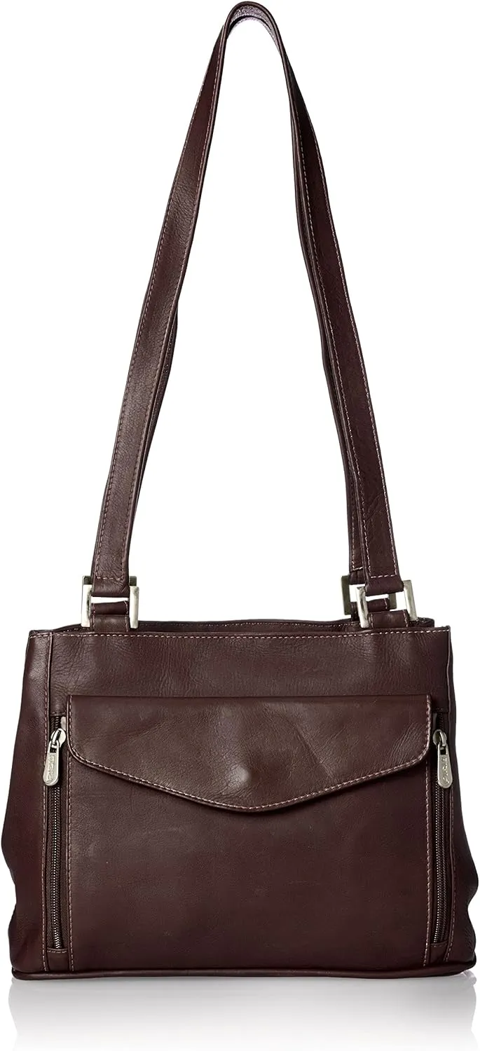 Double Compartment Shoulder Bag, Chocolate, One Size