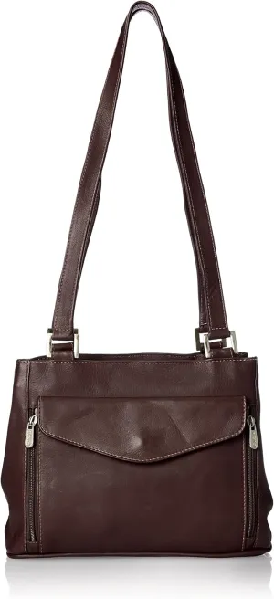 Double Compartment Shoulder Bag, Chocolate, One Size