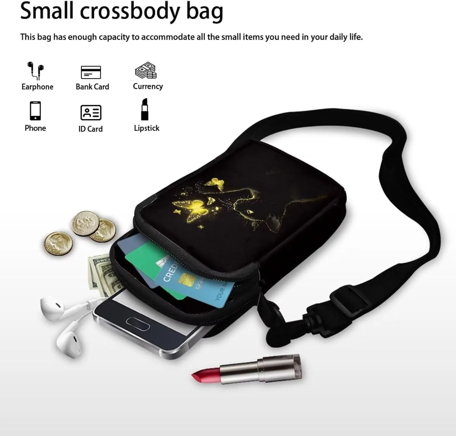 Double Layer Mini Crossbody Bag, Satchel Bags Handbag for Women Men