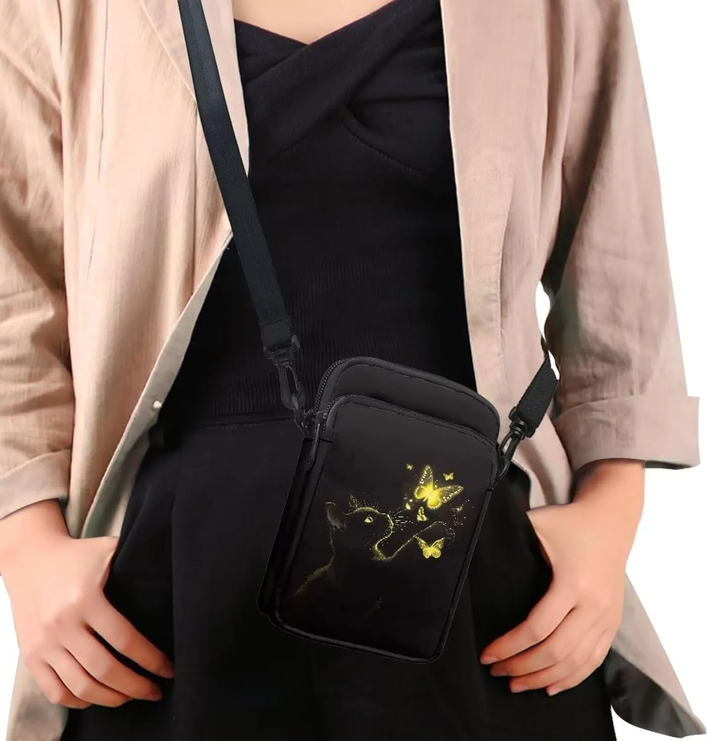 Double Layer Mini Crossbody Bag, Satchel Bags Handbag for Women Men
