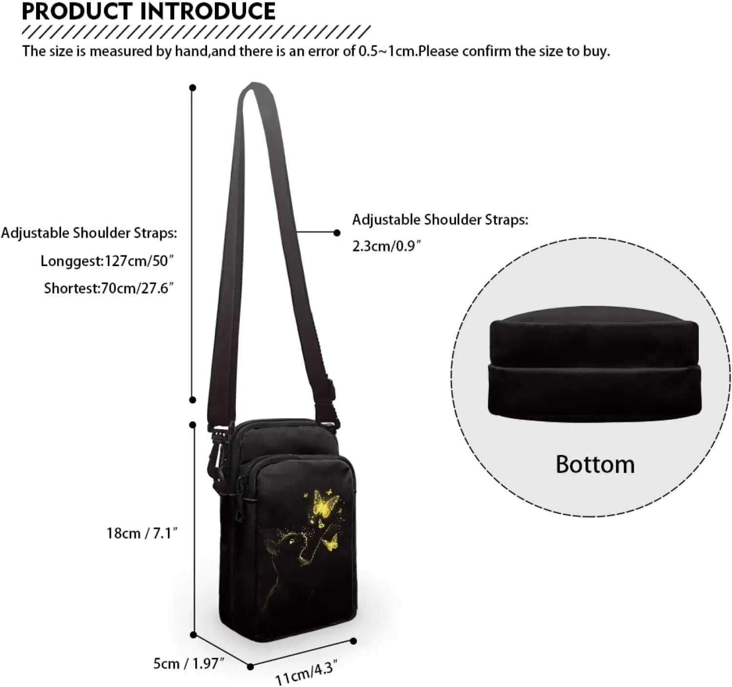 Double Layer Mini Crossbody Bag, Satchel Bags Handbag for Women Men