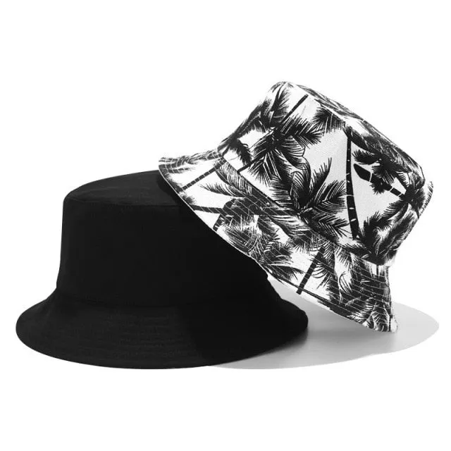 Double-side Unisex Harajuku Bucket Hat Fishing Outdoor Cap women Bucket fishing Hats Sunscreen Daisy embroidery fisherman hat