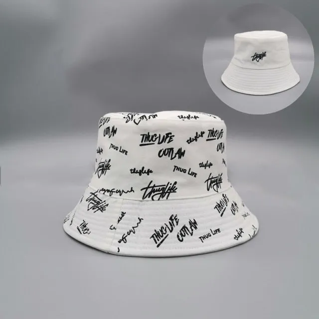 Double-side Unisex Harajuku Bucket Hat Fishing Outdoor Cap women Bucket fishing Hats Sunscreen Daisy embroidery fisherman hat